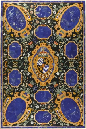 1-1-5.webp Italian Design Pietra Dura Black Marble Inlay Dining Table
