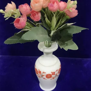 1-21.webp Elegant Marble Inlay Vase with Intricate Floral Design
