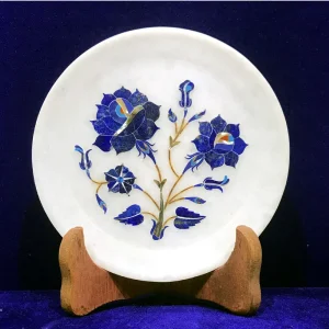1-28.webp Enhance Your Decor With Marble Inlay Plate & Wooden Stand