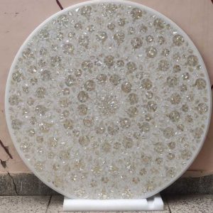 White Marble Inlaid Mother Pearl Dining Table Top