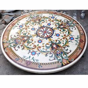 Round Pietra Dura Marble Inlay Dining Table