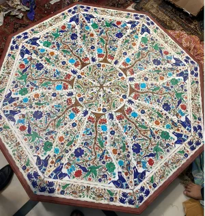 Master Piece White Marble Inlay Table Top having a Beautiful Birds & Tree Of Life Design
