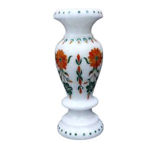 1-4-1.jpg White Marble Inlay Vase 15cm For Gifts & Decor