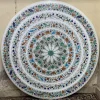 1-4-2.webp Antique Round White Marble Inlay Table Top with elegant flower, birds, fish & animal designs