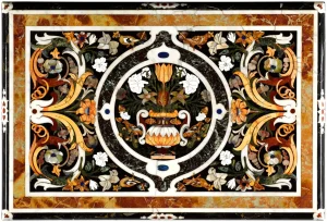 1-4-5.webp Handmade Marble Inlay Dining— Floral Pietra Dura Tabletop