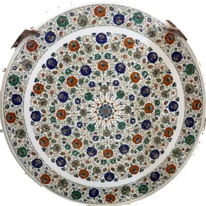 1-5-3.webp Traditional Design Round White Marble Inlay Dining Table Top Luxury & Unique Piece for your Home
