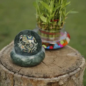 Green Marble Inlay Coaster Set – Elephant Design, Handmade Luxury Drinkware