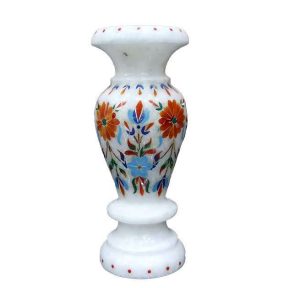 1-7-1.jpg White Marble Inlay Vase 15cm For Gifts & Decor