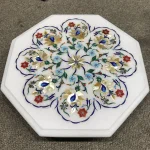 Floral Design Marble Inlay Side Table