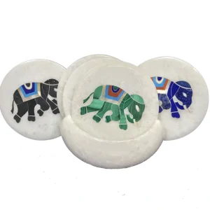Marble Inlay Coaster - Handcrafted Artisan Elegance