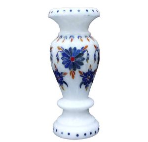 2-2-2.jpg White Marble Inlay Vase 15cm For Gifts & Decor