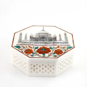2-22-1.webp Octagonal Marble Inlay Jewelry Box | Unique Home Décor Piece