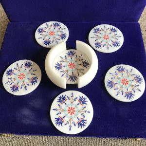 2-27.jpg Set of Six Marble Inlay Coaster for Tea & Soft Drinks