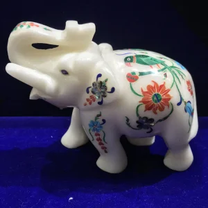 2-37.webp Exquisite Marble Inlay Elephant Statue: A Symbol of Artistry and Elegance