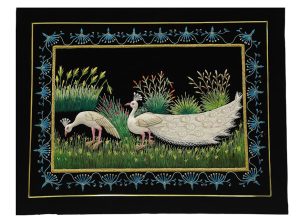 20X30 inches Peacock Family For Wall Art Decorative Frames | Silk Thread Embroidery Art