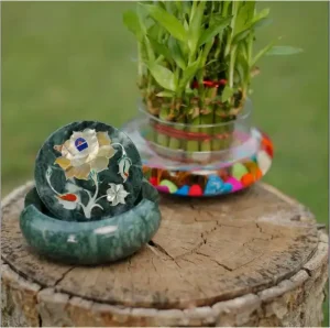 22-2.webp Premium Green Marble Inlay Coaster Set – Handcrafted Floral Design