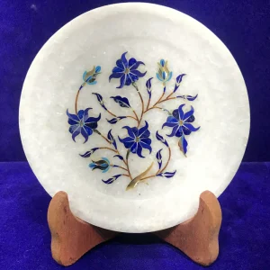 3-33.webp Elegant Marble Inlay Plate – A Fusion of Art and Craftsmanship