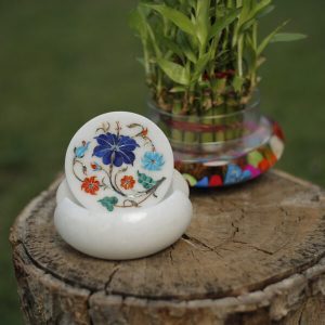 3-5-2.jpg Intricate Design Marble Inlay Coaster Set- A Piece of Mughal Art