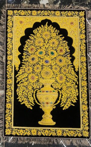 4X2.5 feet Black Velvet Zari Embroidery Wall Art Tapestry