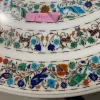 4-1-2.webp Antique Round White Marble Inlay Table Top with elegant flower, birds, fish & animal designs