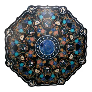 5-3-2.webp Octagon Black Marble Inlay Tabletop – Handmade Pietra Dura Art