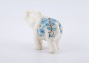 Trunk Up Marble Inlay Elephant