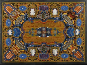 5-5.webp Unique Design Pietra Dura Inlay Black Marble Dining Table Top