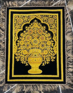 Black Velvet Zari Jewel Embroidery Wall Hanging Carpet