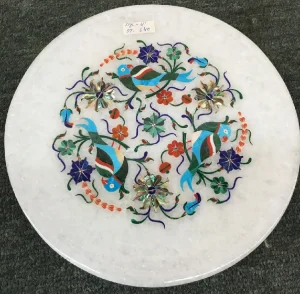 IMG_0195.webp 8 inches Inlay White Marble Plates with Beautiful Birds Design