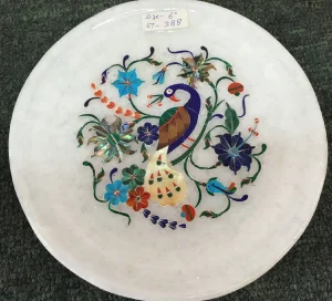 IMG_0196.webp 6 inches Inlay White Marble Plates Online with Beautiful Peacock Design