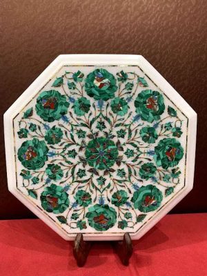 IMG_5819.jpg Master-Piece Malachite Inlaid Marble Side Table Top