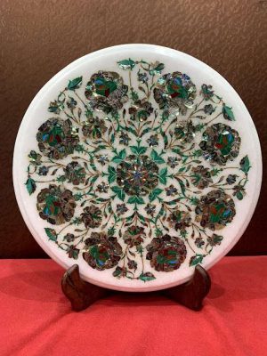Master-Piece Abalone Shell Inlaid Marble Side Table