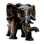 a2.webp Trunk Down Black Marble Inlay Elephant Figure