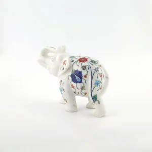 cccc.webp Hand Crafted Marble Inlay Elephant Statue – Unique Home Accent