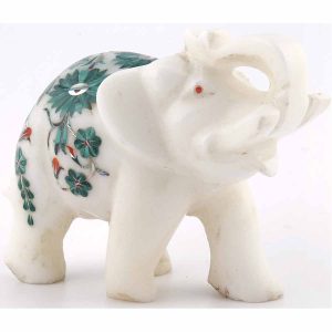 elp33.jpg Trunk Up Marble Inlay Elephant