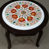 41cm Round Marble Inlay End Table For Small Space lovely piece your Home